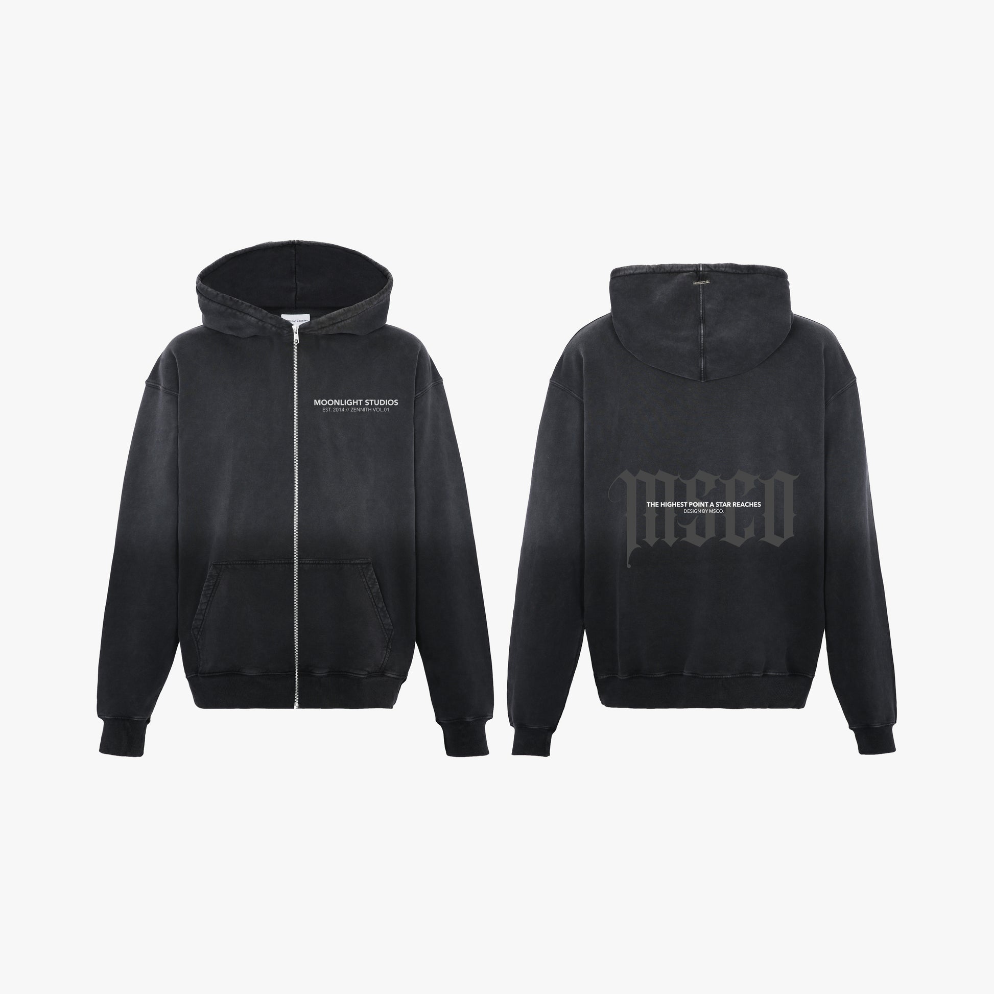 Zennith Zipper Hoodie Acid Wash