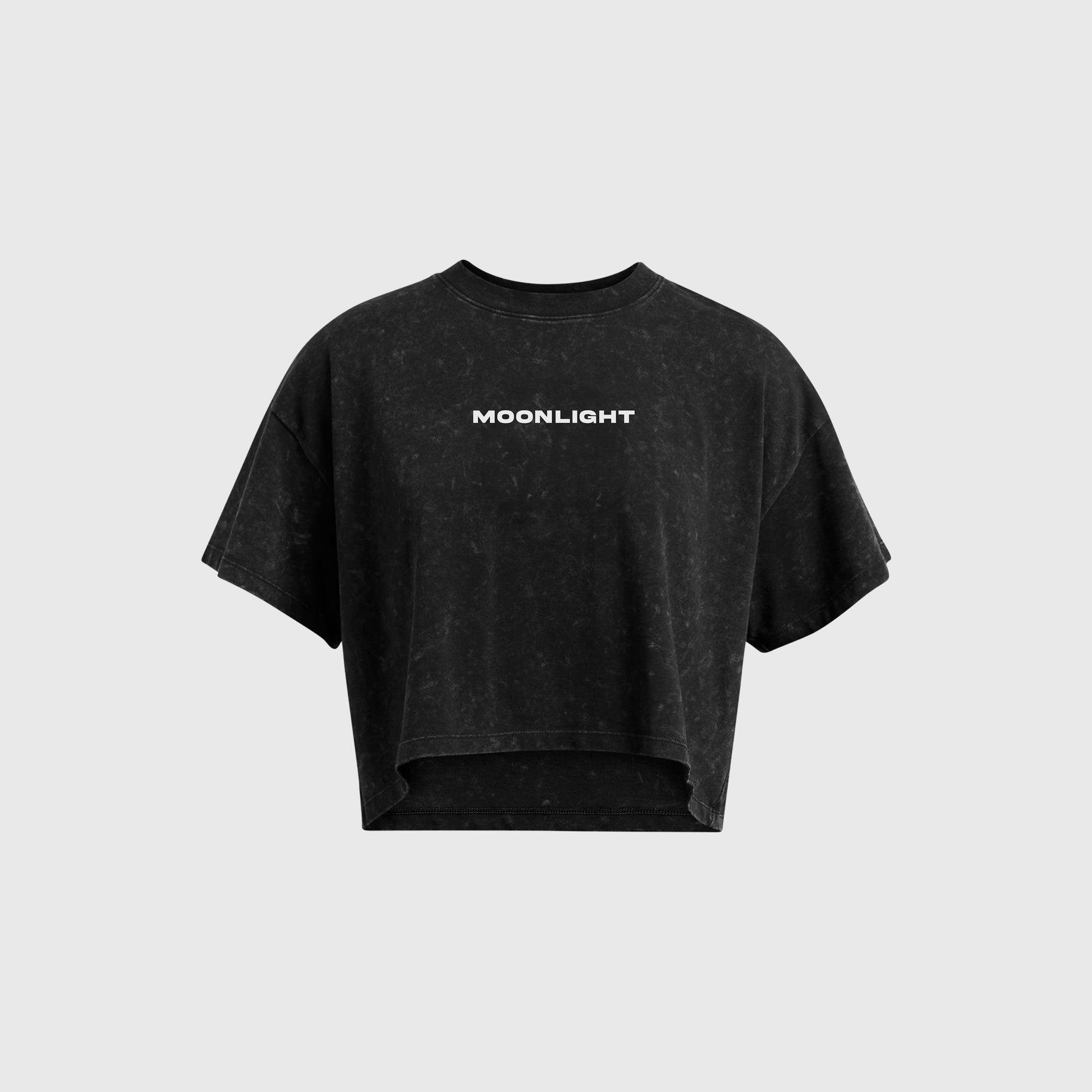 Line Logo Crop Top Washed Black
