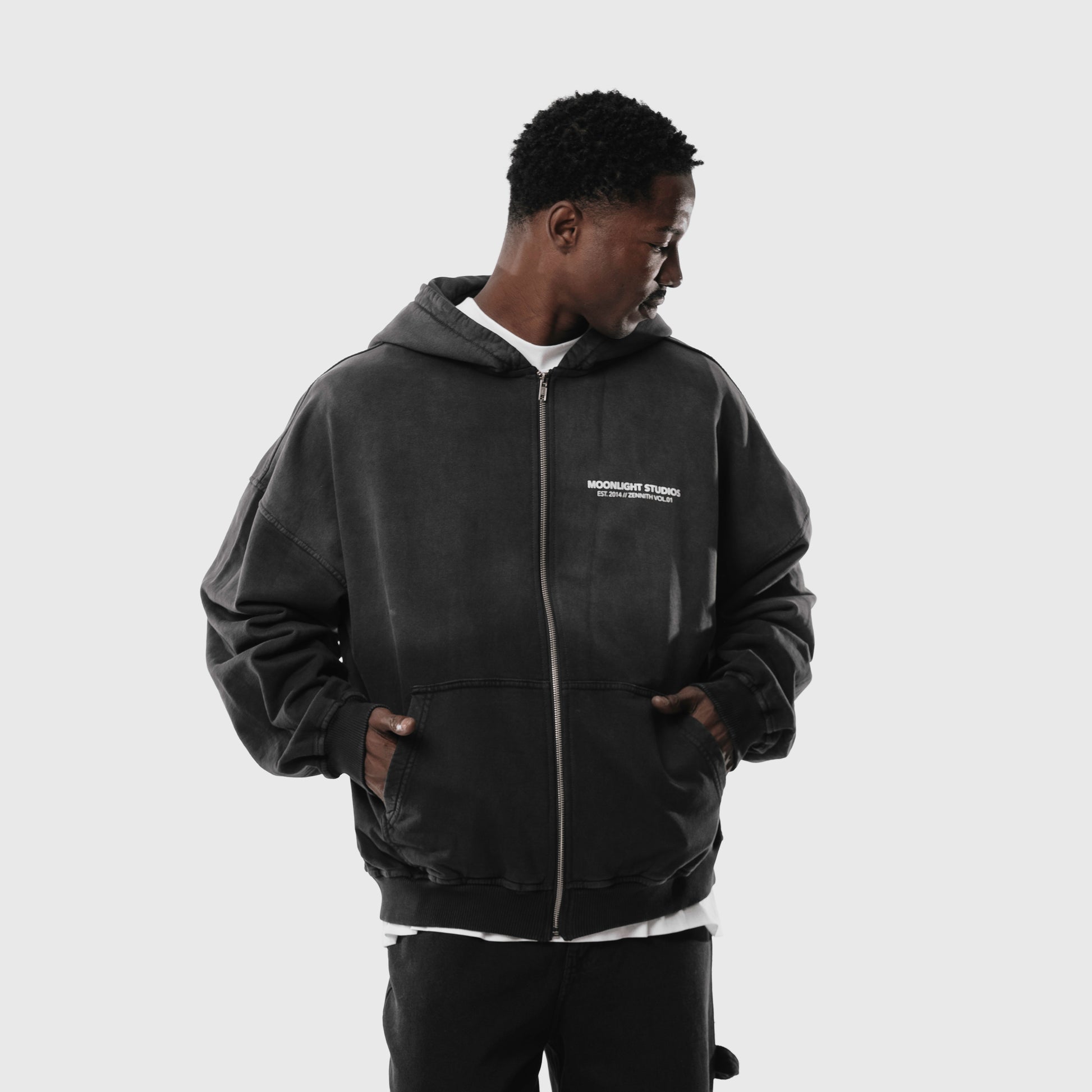 Zennith Zipper Hoodie Acid Wash