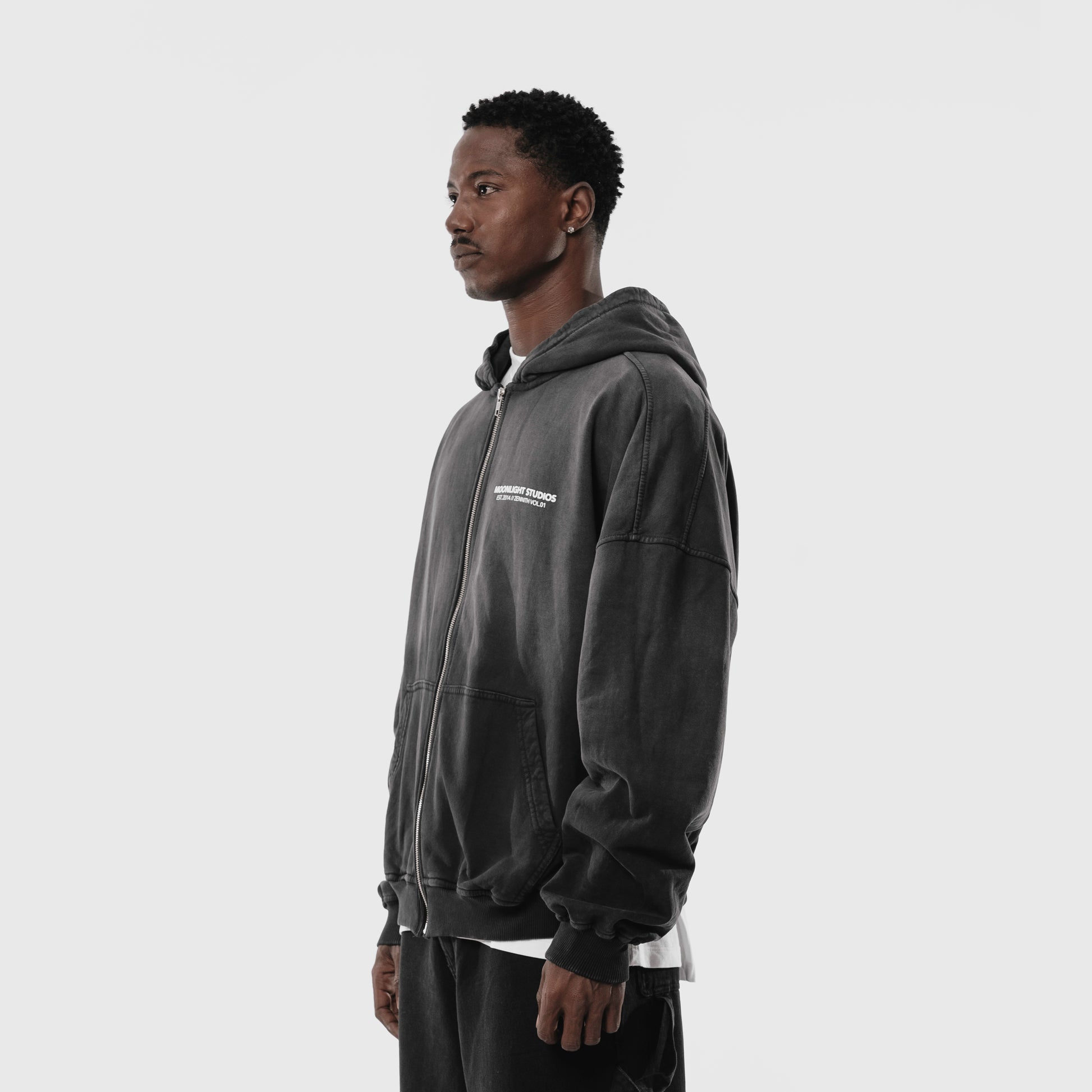 Zennith Zipper Hoodie Acid Wash