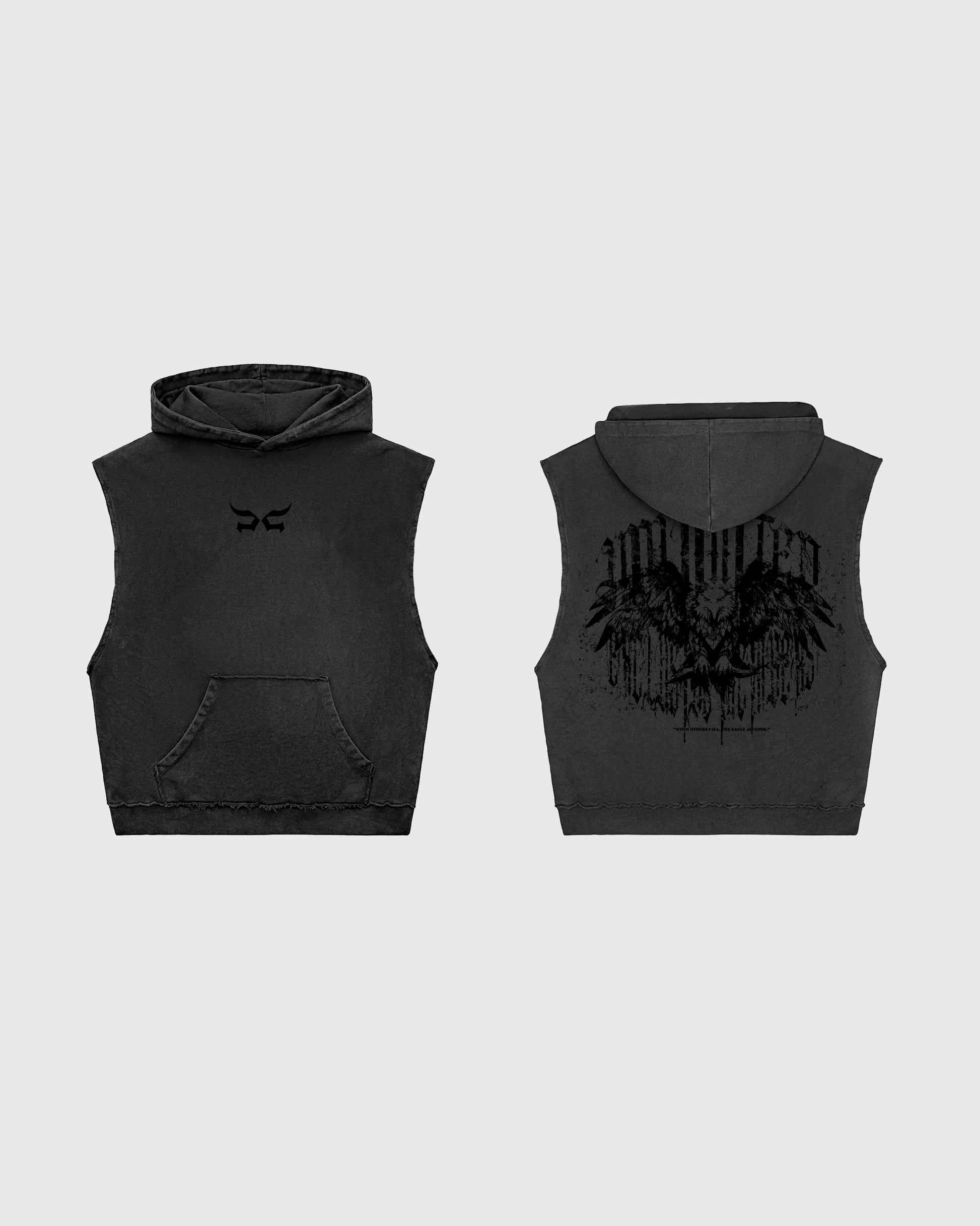 UNLIMITED ACID WASH CUT OFF HOODIE