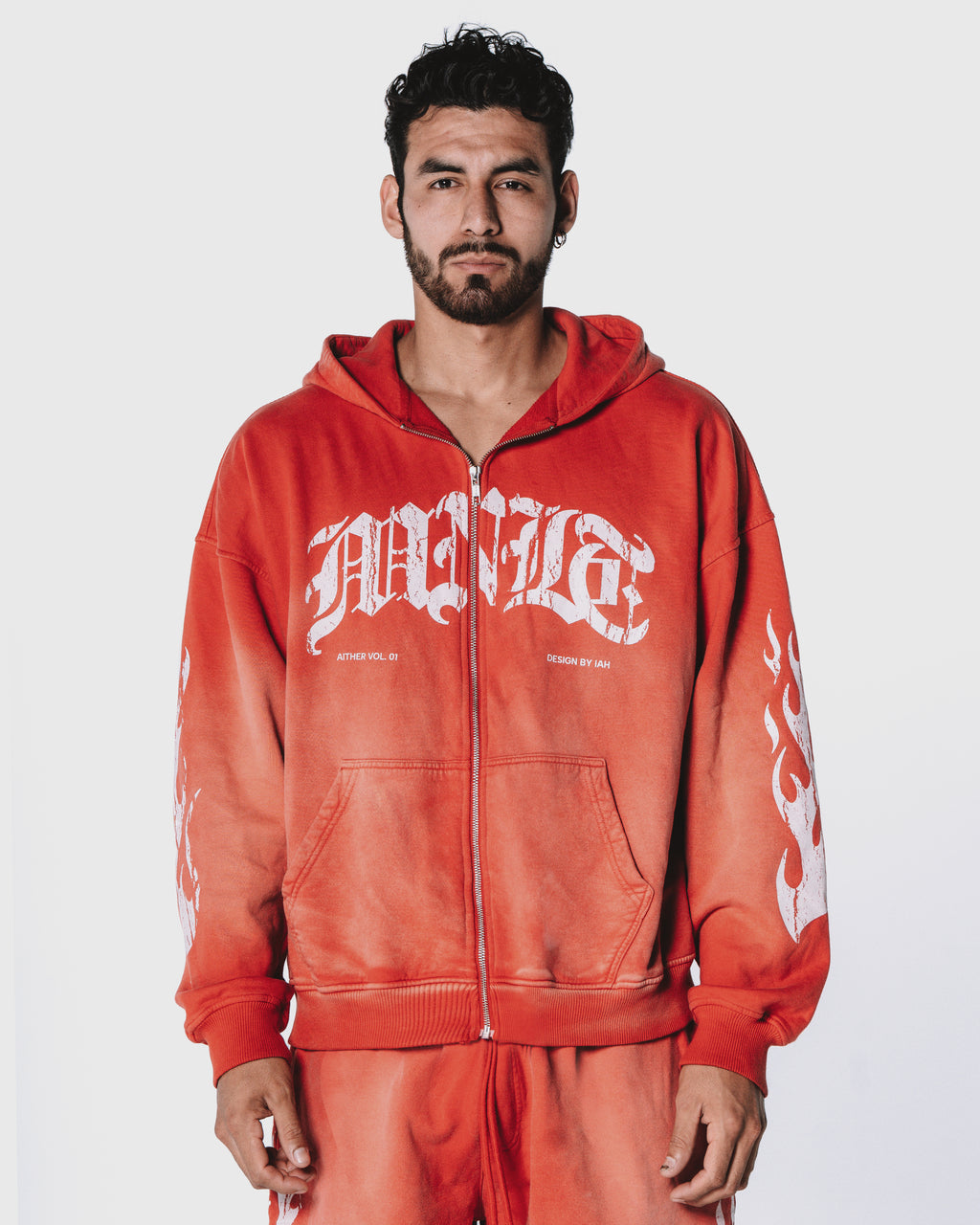Zipper Hoodie Red Wash - Aither