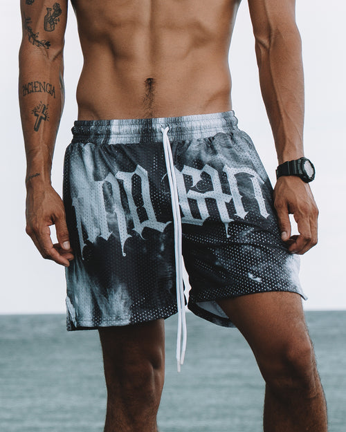 AQUA Black Mesh Shorts | Graphic Streetwear Shorts