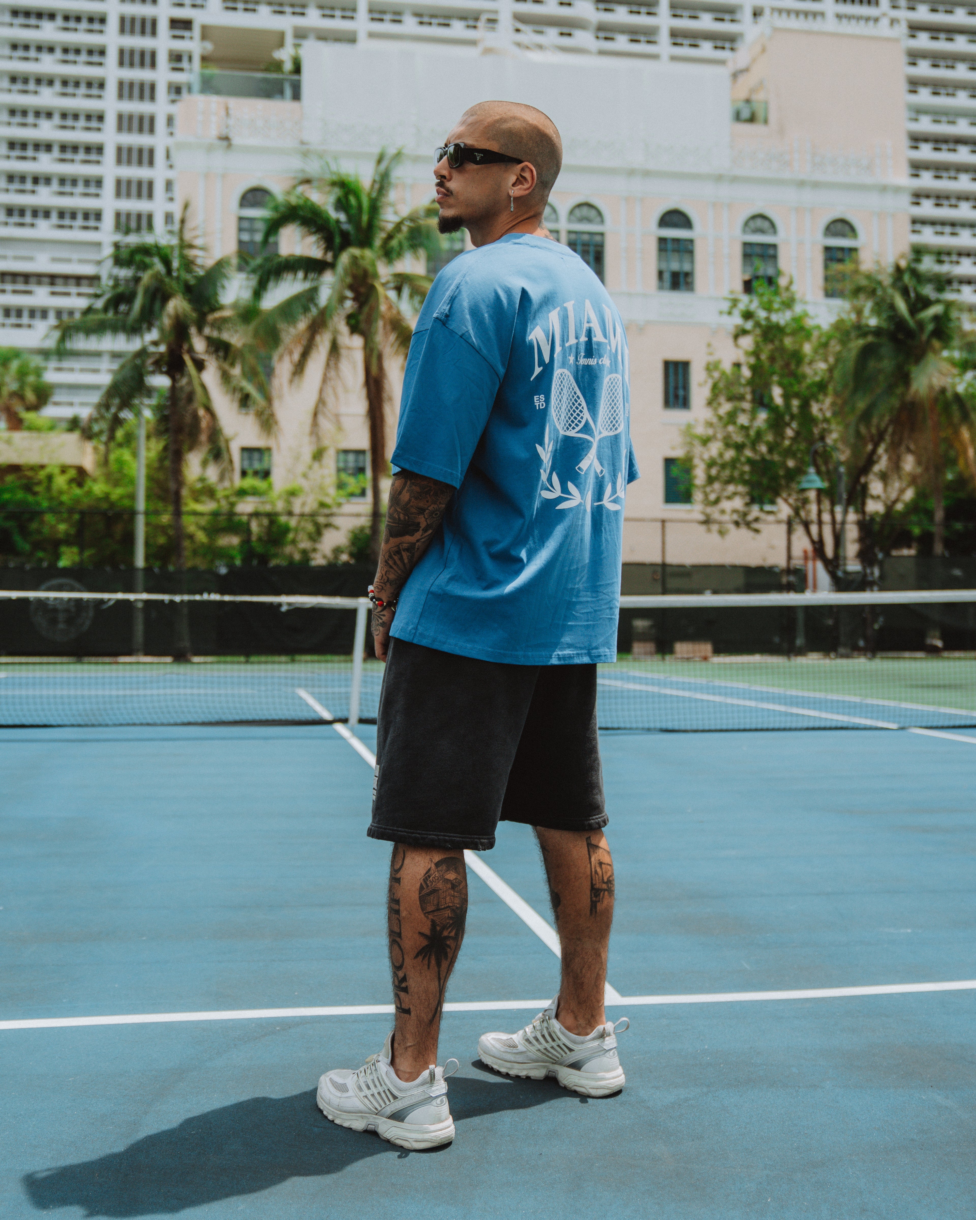 TENNIS CLUB TEE STEEL BLUE