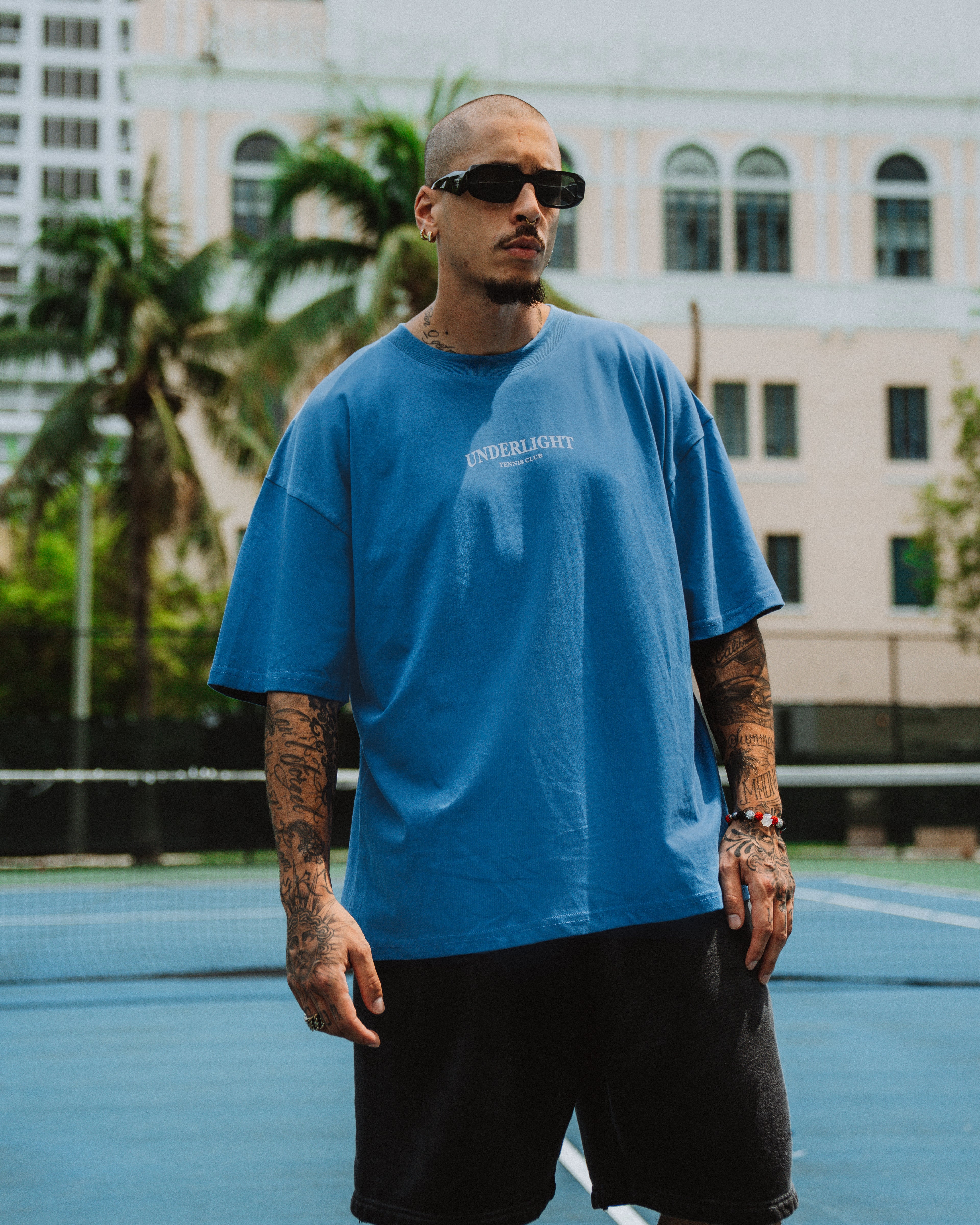 TENNIS CLUB TEE STEEL BLUE