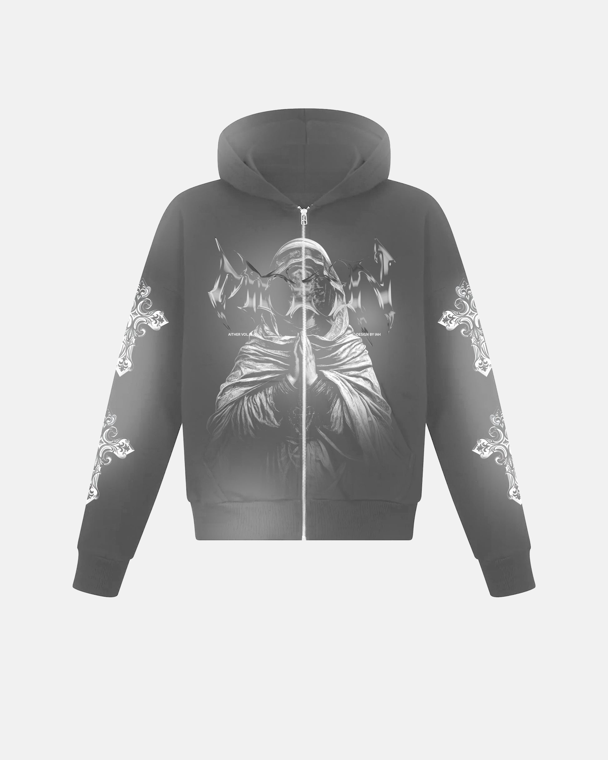 Zipper Hoodie Gray Wash - Aither