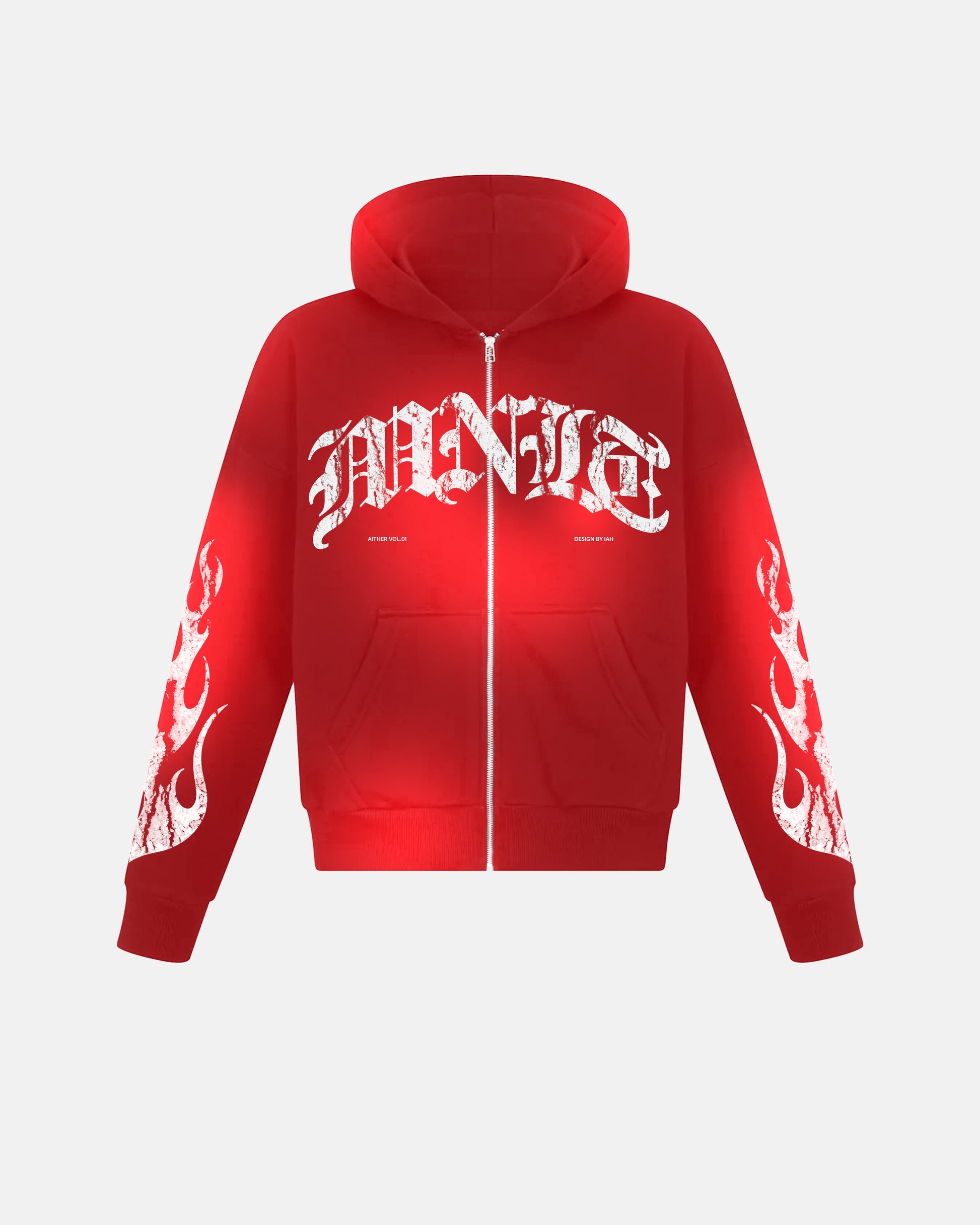 Zipper Hoodie Red Wash - Aither