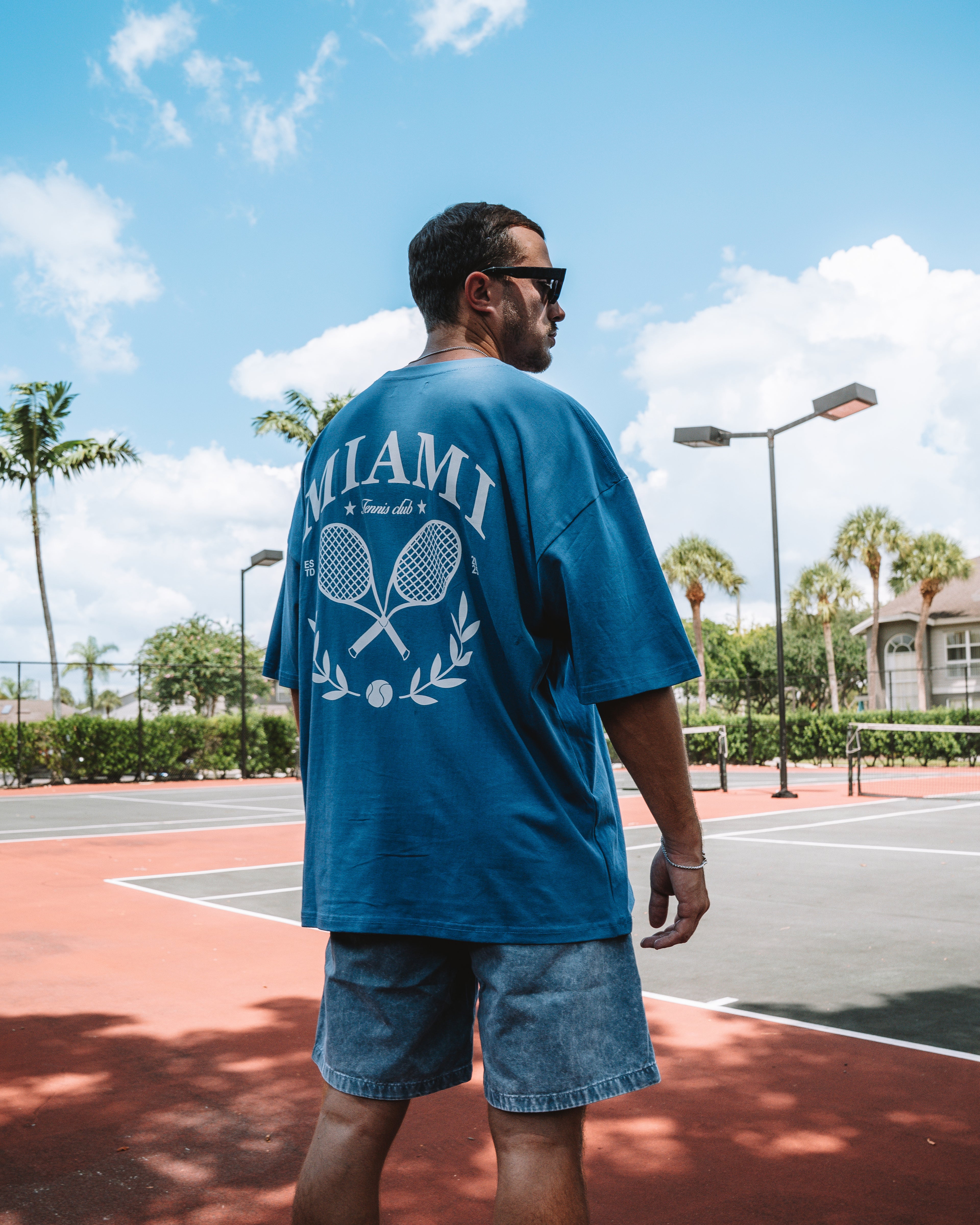 MIAMI TENNIS CLUB TEE – STEEL BLUE