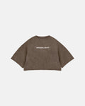 Line Logo Crop Top Washed Brown