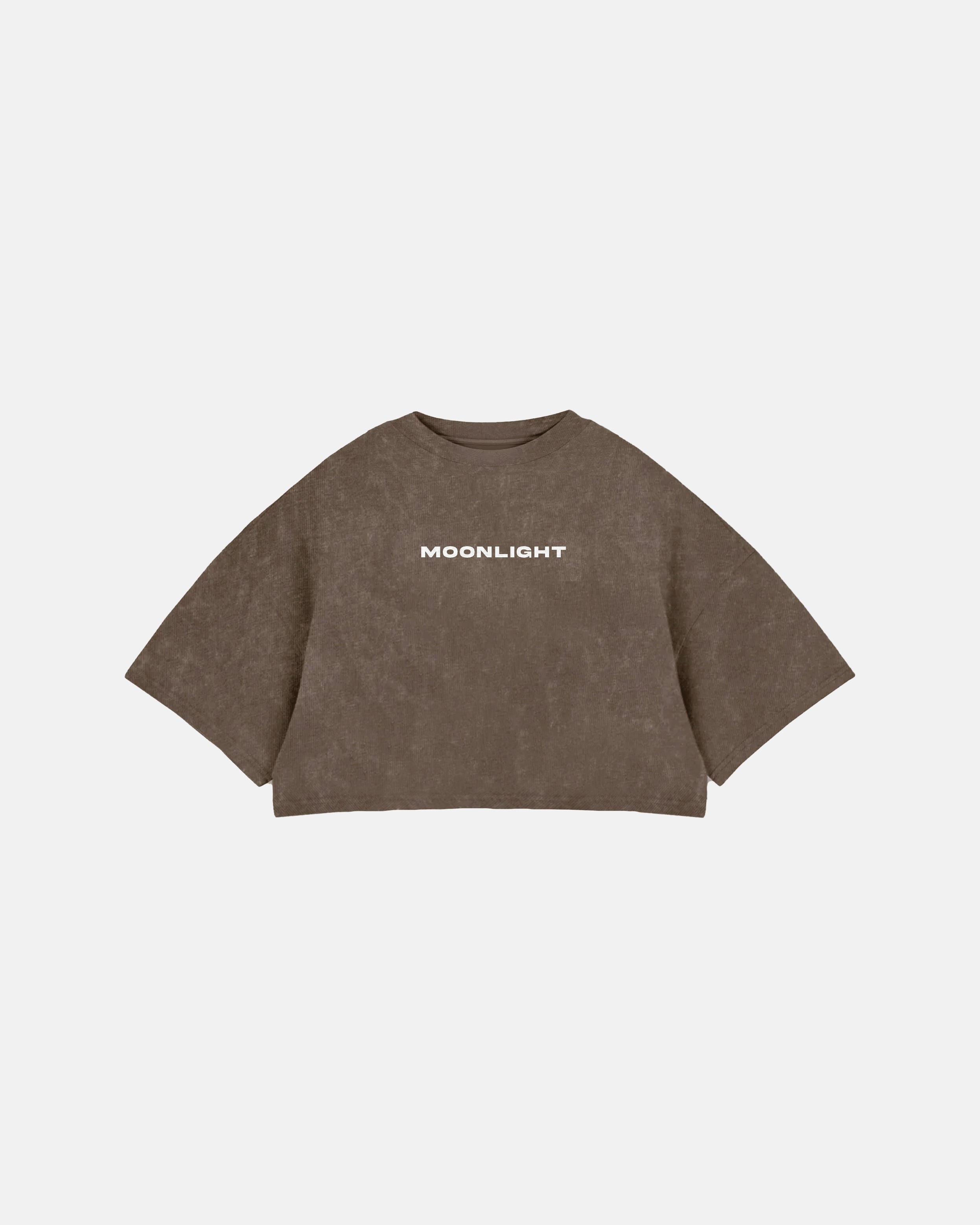 Line Logo Crop Top Washed Brown