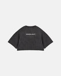 Line Logo Crop Top Washed Black