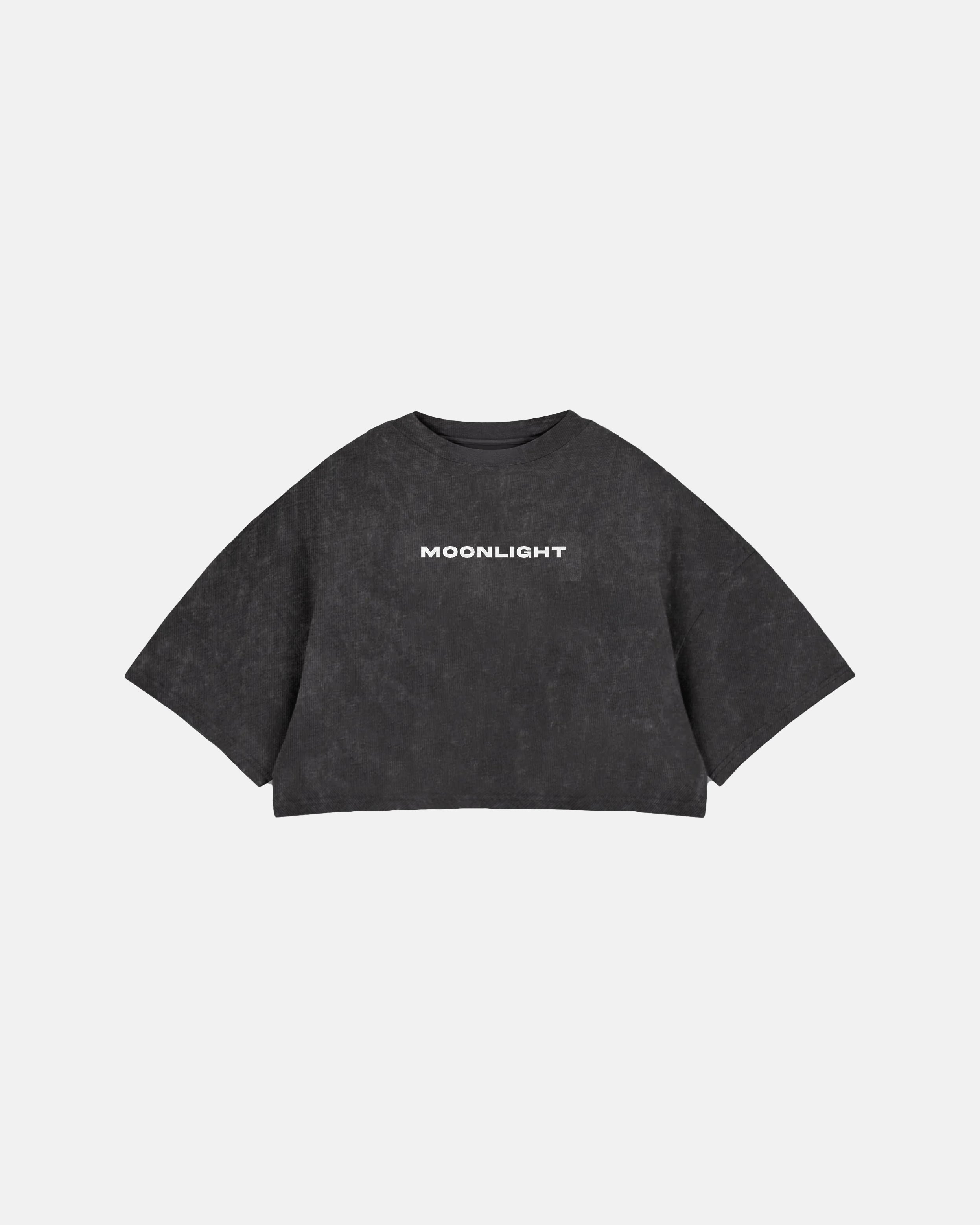 Line Logo Crop Top Washed Black