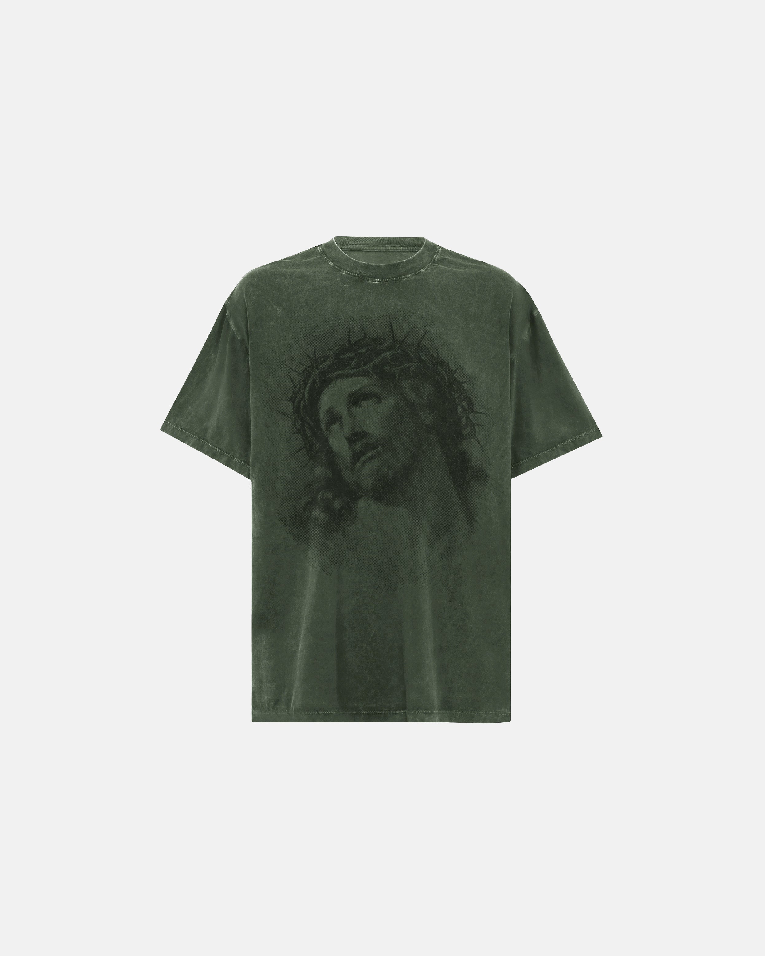 JESUS TEE - GREEN WASH // PRE ORDER