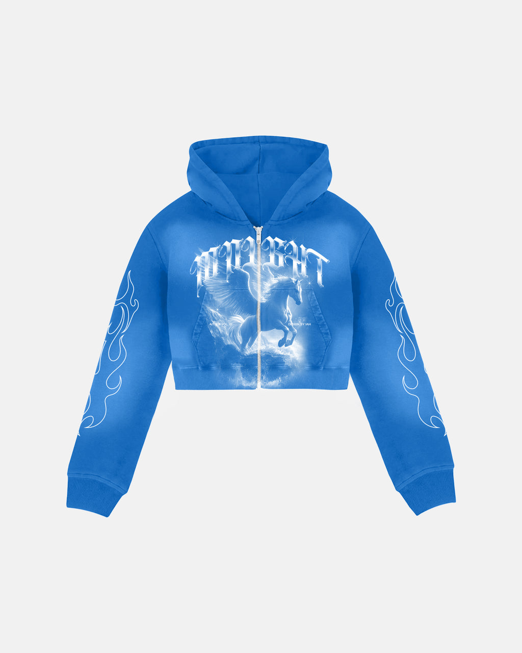 Zipper Crop Hoodie Blue Wash - Aither