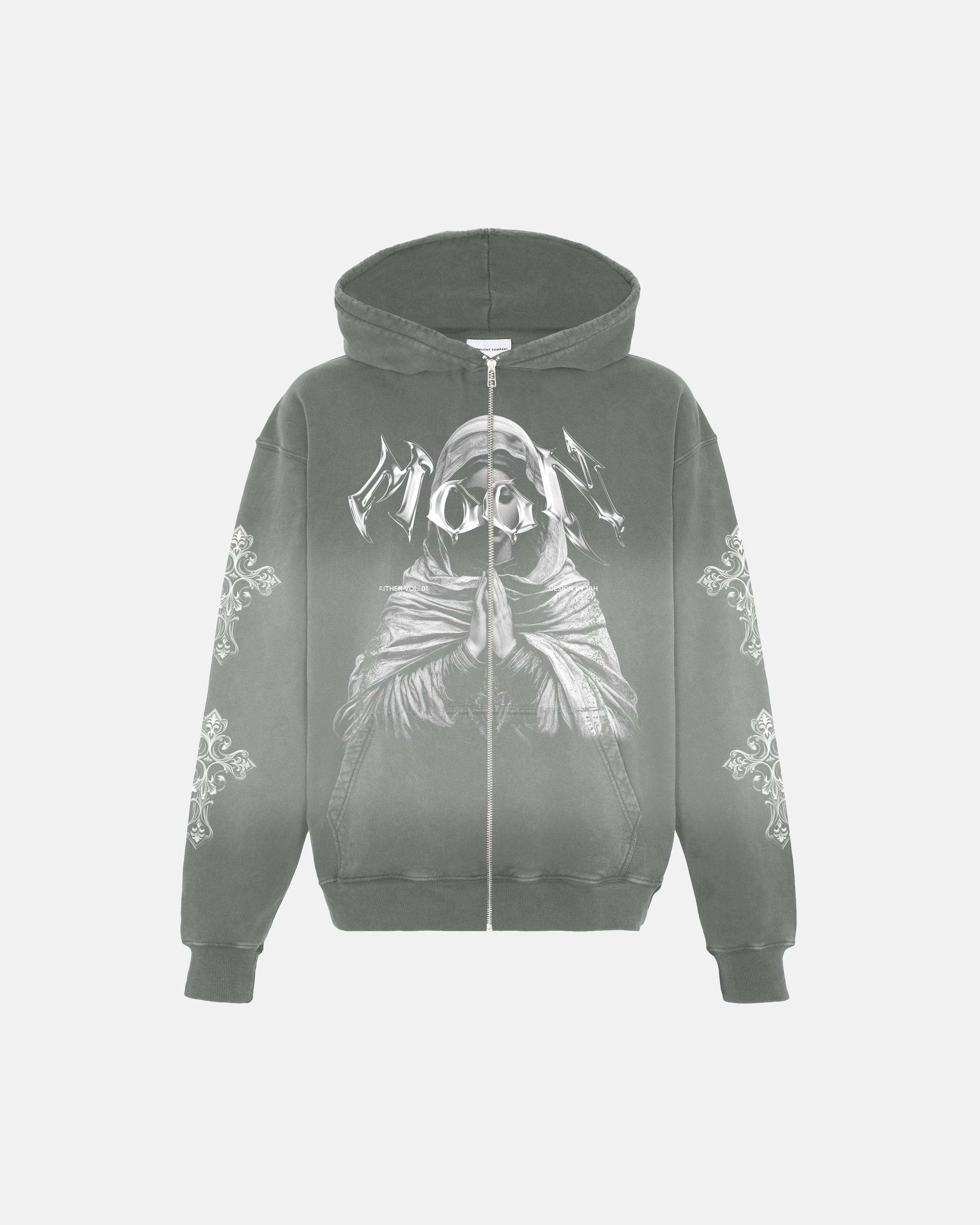 Zipper Hoodie Gray Wash - Aither