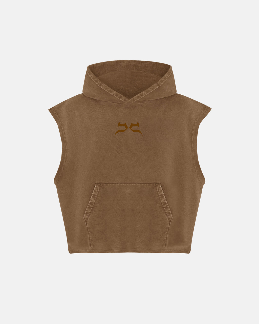 UNLIMITED ACID WASH CUT OFF HOODIE MOCCA