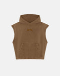 UNLIMITED ACID WASH CUT OFF HOODIE MOCCA